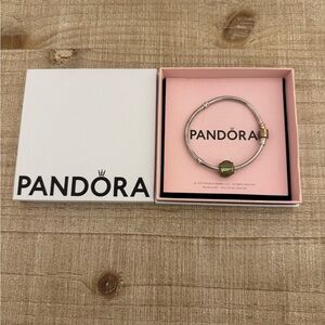 Pandora Silver Bracelet with Gold Accent (NEVER WORN)